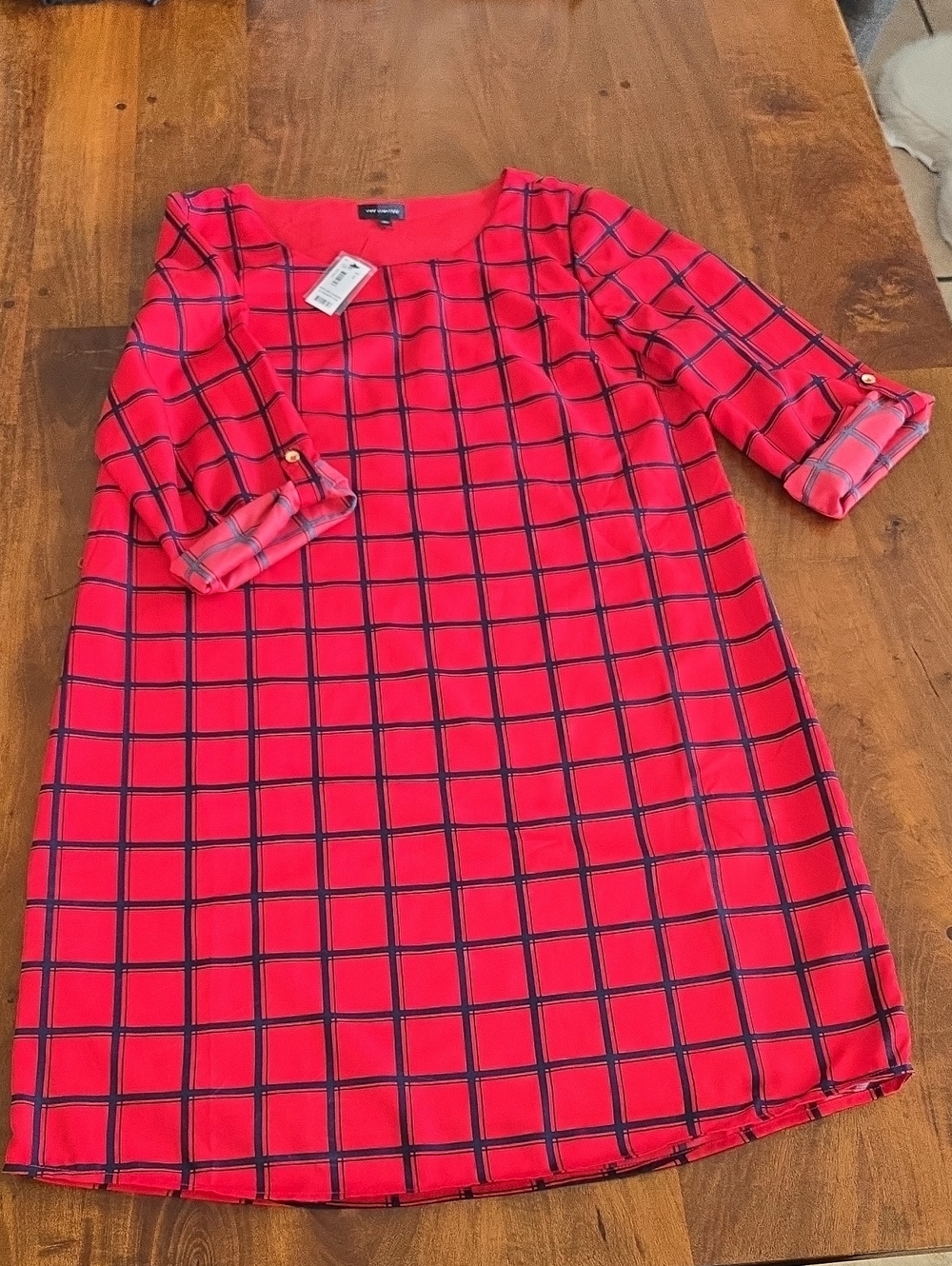 NWt The Limited Red And Black Windowpane Plaid Shift Dress Size Large
